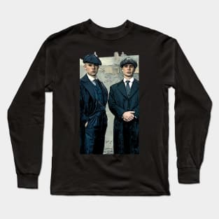 Thomas Shelby stands there emotionally, well dressed, with a family member as abstract comic art Long Sleeve T-Shirt